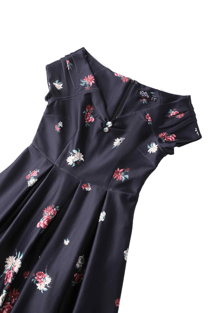 Lily Black Falling Rose Off Shoulder Dress