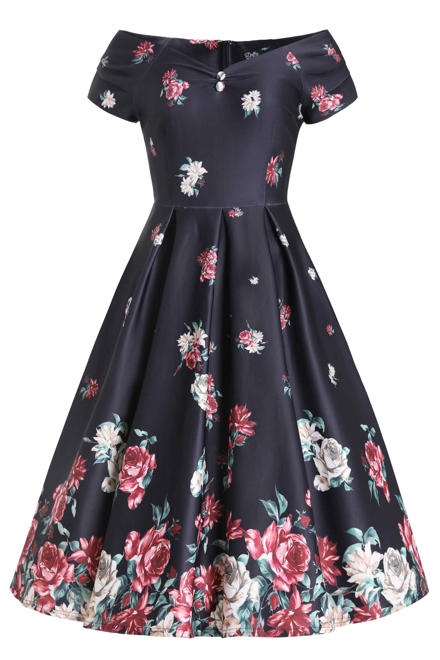 Lily Black Falling Rose Off Shoulder Dress