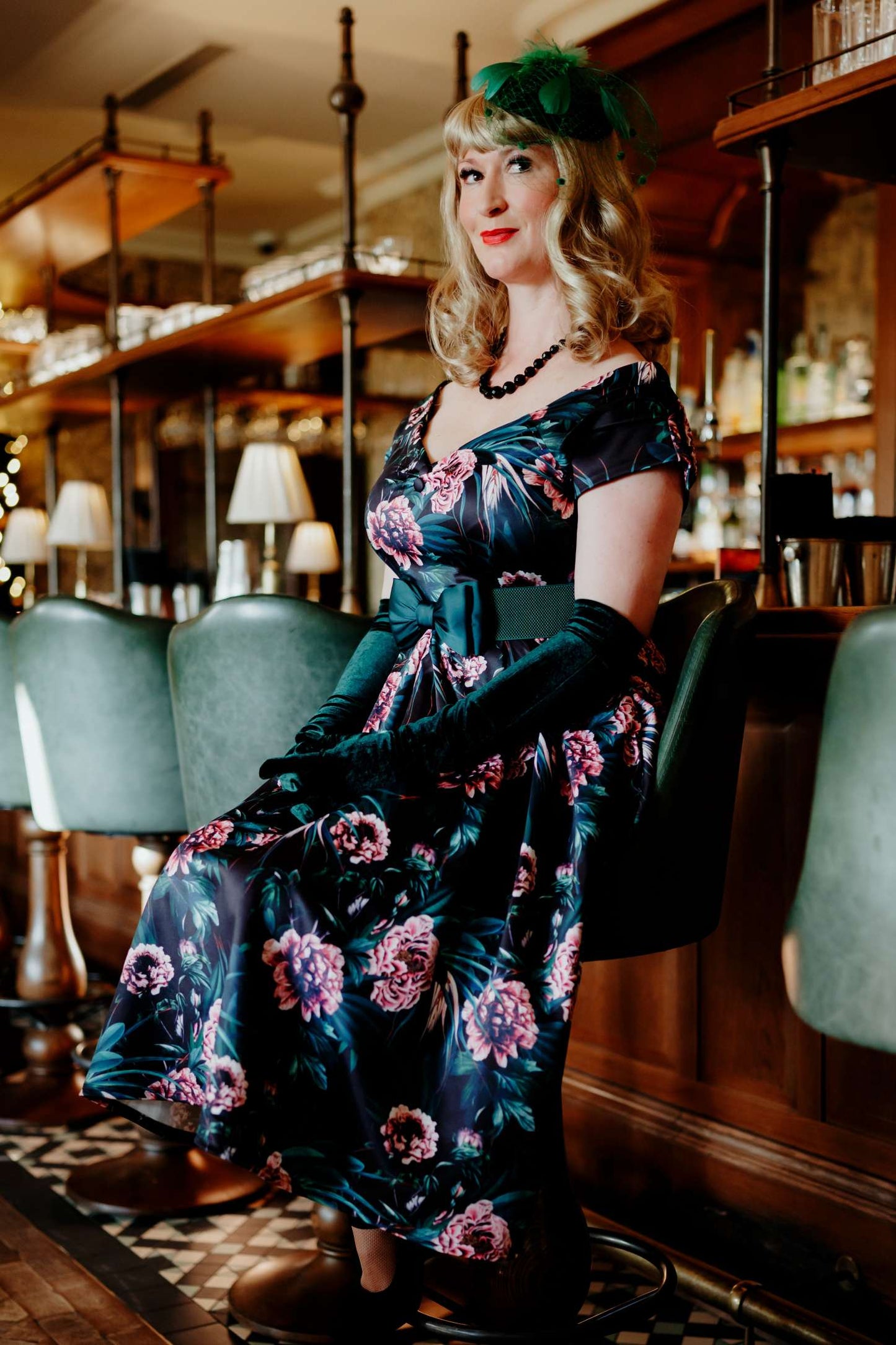 Lily Black Peony Off Shoulder Dress