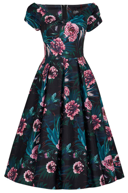 Lily Black Peony Off Shoulder Dress