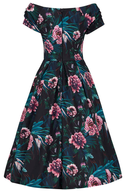 Lily Black Peony Off Shoulder Dress