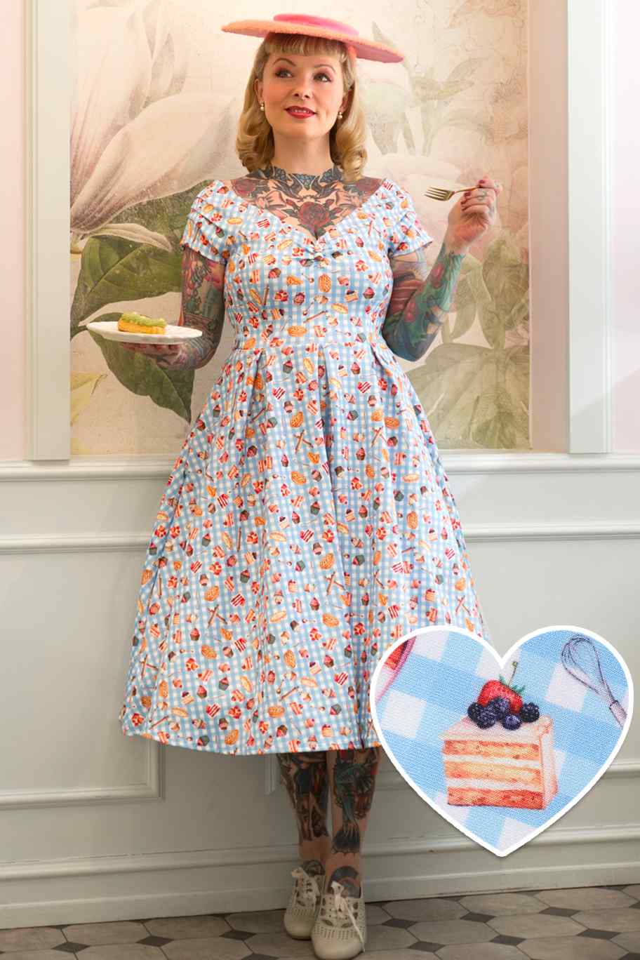 Lily Blue Gingham Off Shoulder Dress In Baking Print