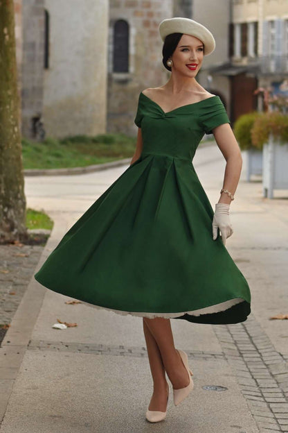 Lily Dark Green Off Shoulder Dress