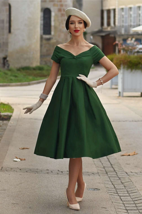 Lily Dark Green Off Shoulder Dress