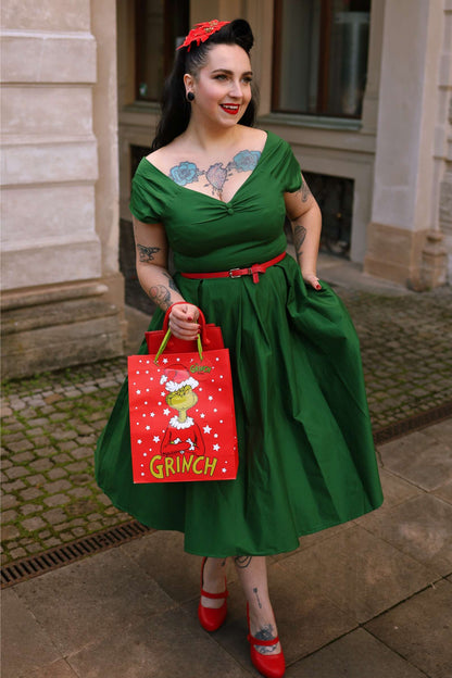 Lily Dark Green Off Shoulder Dress