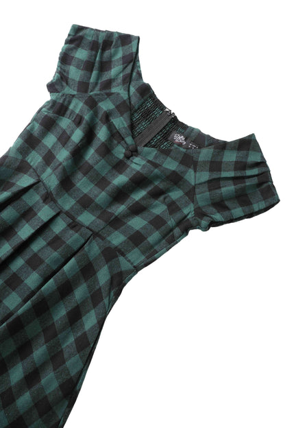 Lily Green Check Off Shoulder Dress