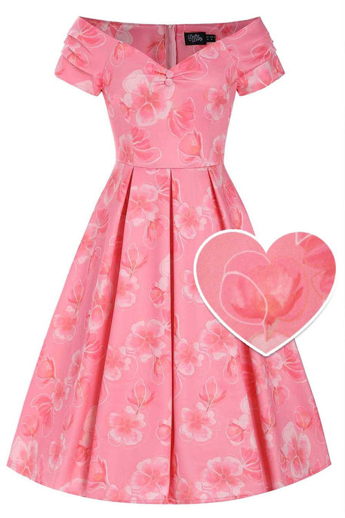 Lily Pink Floral Off Shoulder Circle Dress