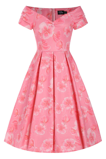Lily Pink Floral Off Shoulder Circle Dress