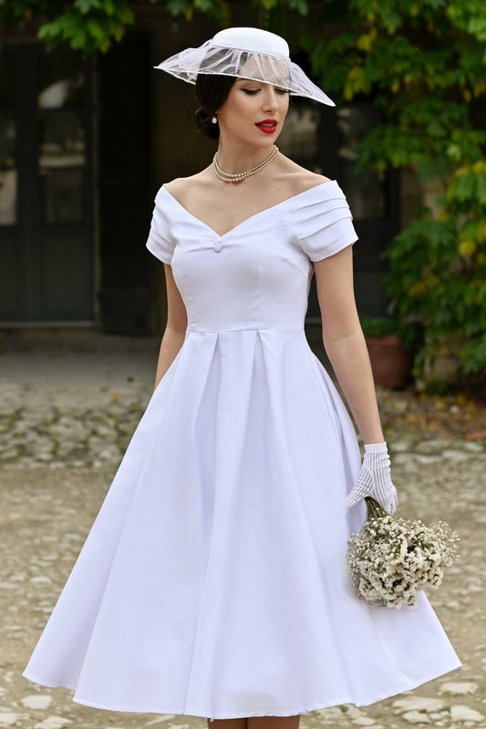 Lily White Off Shoulder Midi Dress