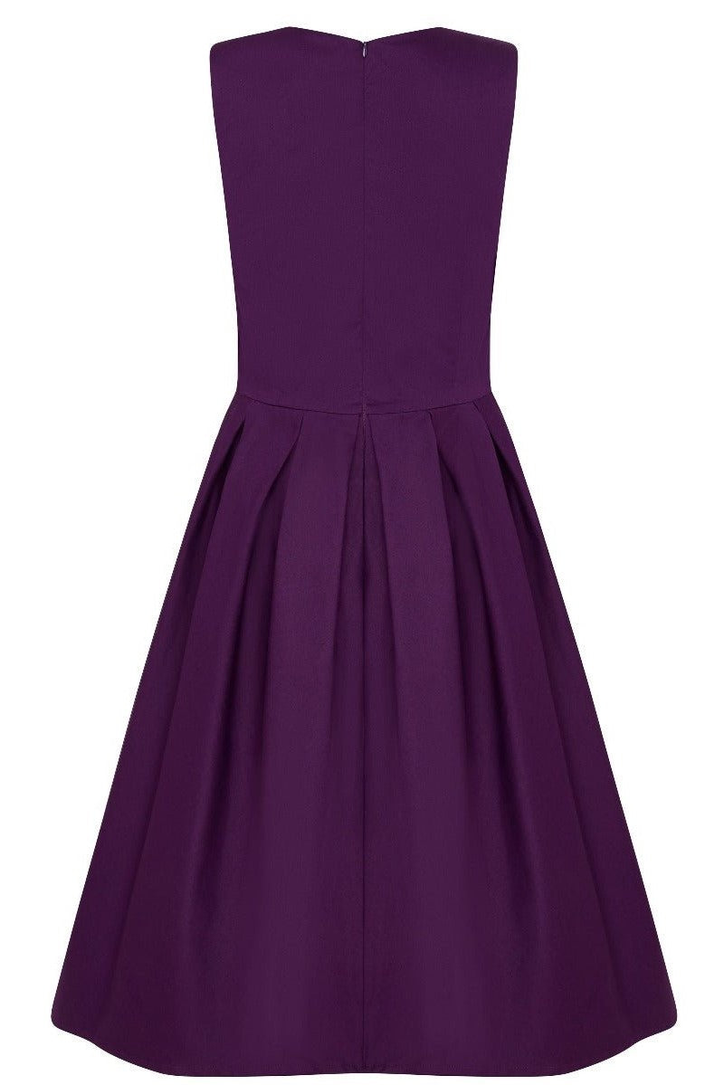 Lola Purple Box Pleated Flared Dress