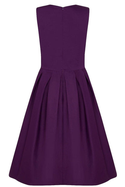 Lola Purple Box Pleated Flared Dress
