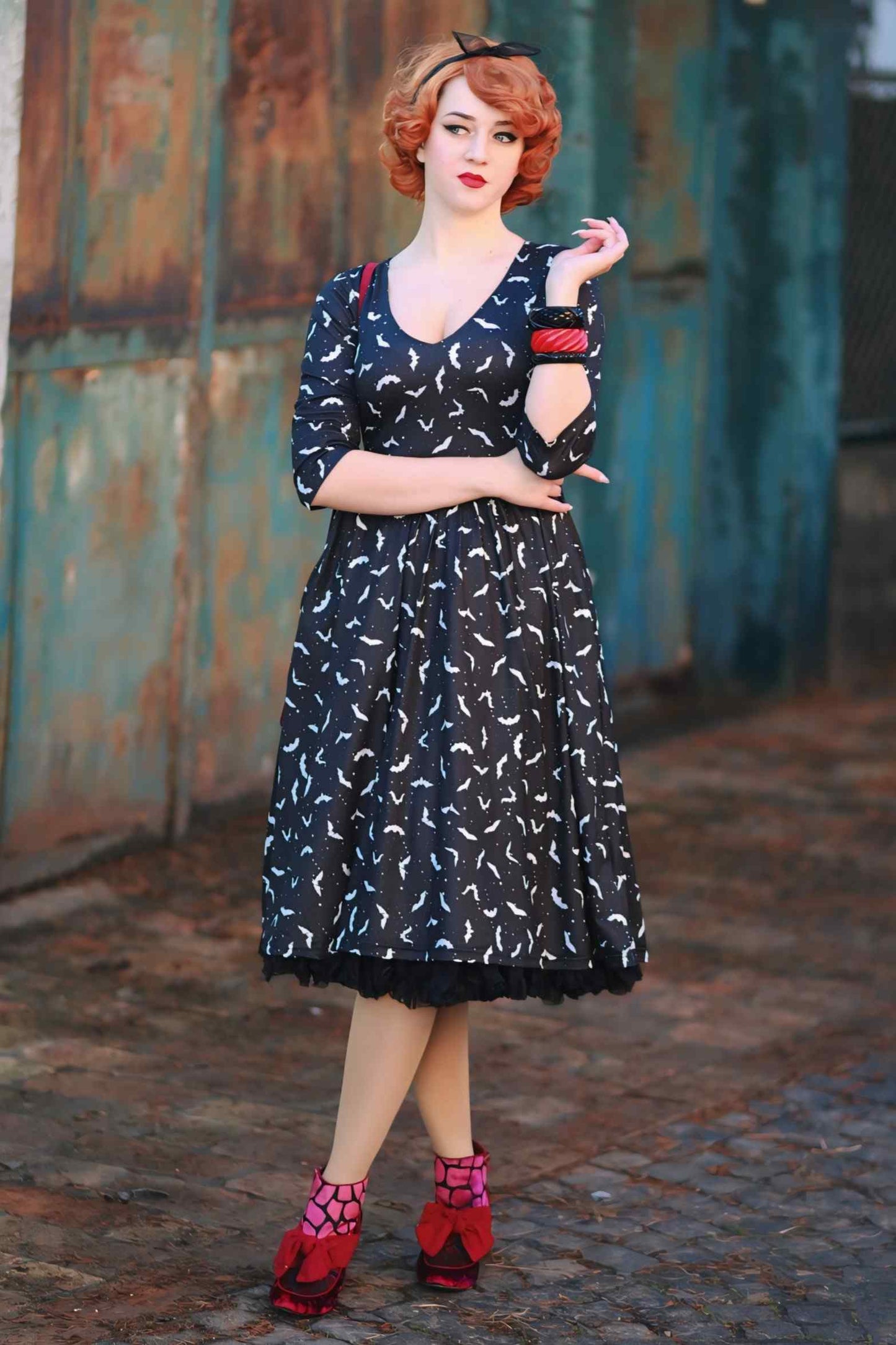 Billie Long Sleeved Black Bat Dress