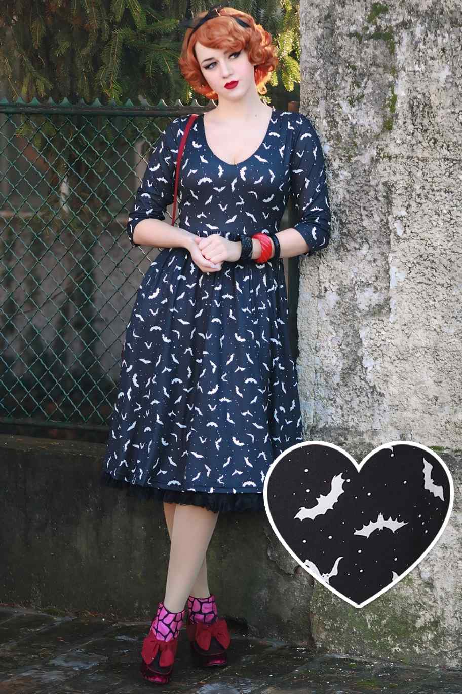 Billie Long Sleeved Black Bat Dress