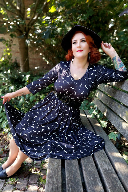 Billie Long Sleeved Black Bat Dress