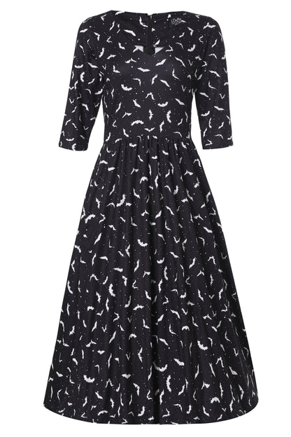Billie Long Sleeved Black Bat Dress