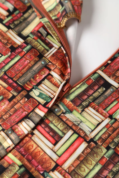 Billie Long Sleeved Book Print Flared Dress