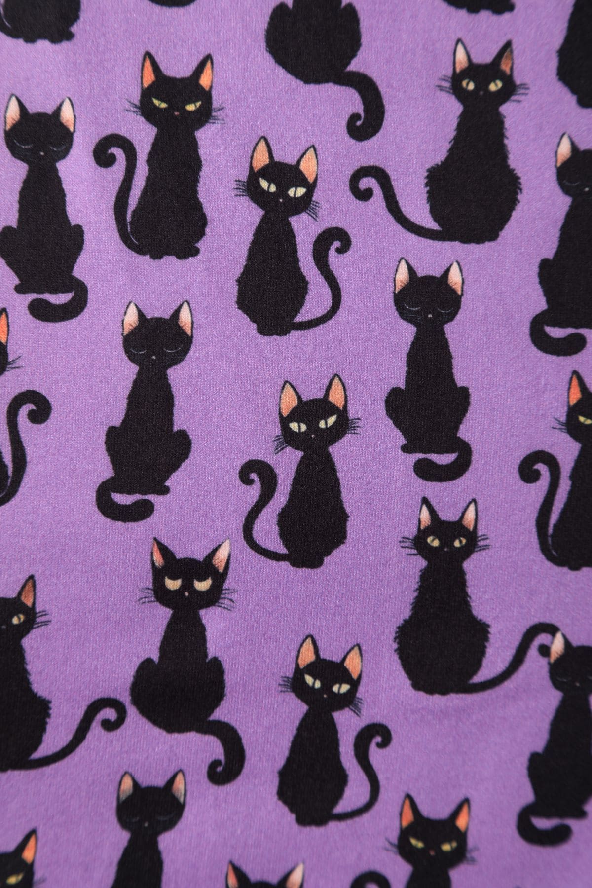 Billie Long Sleeved Purple Black Cat Dress
