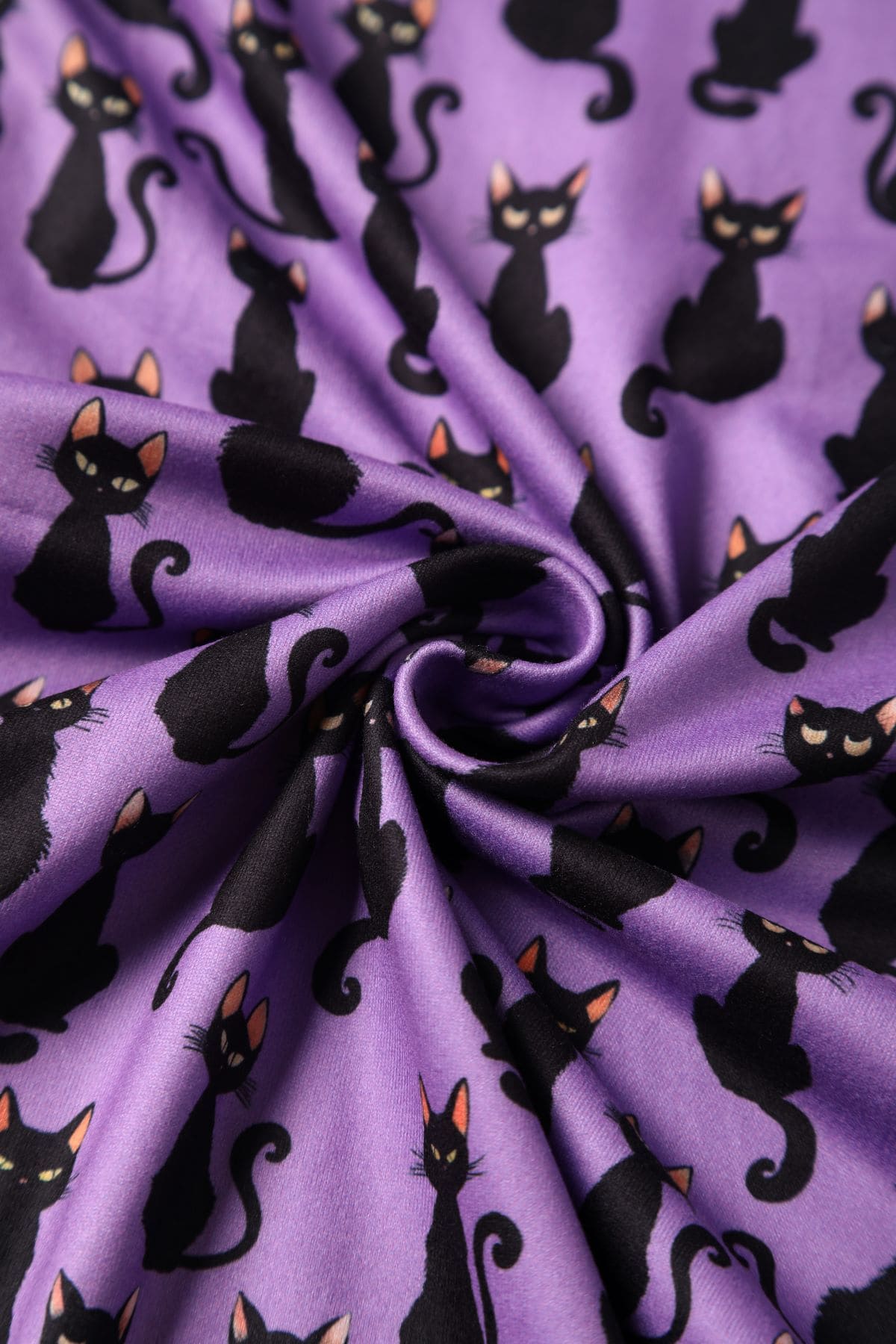 Billie Long Sleeved Purple Black Cat Dress
