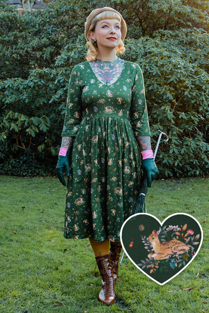 Billie Green Woodland Fox & Owl Dress