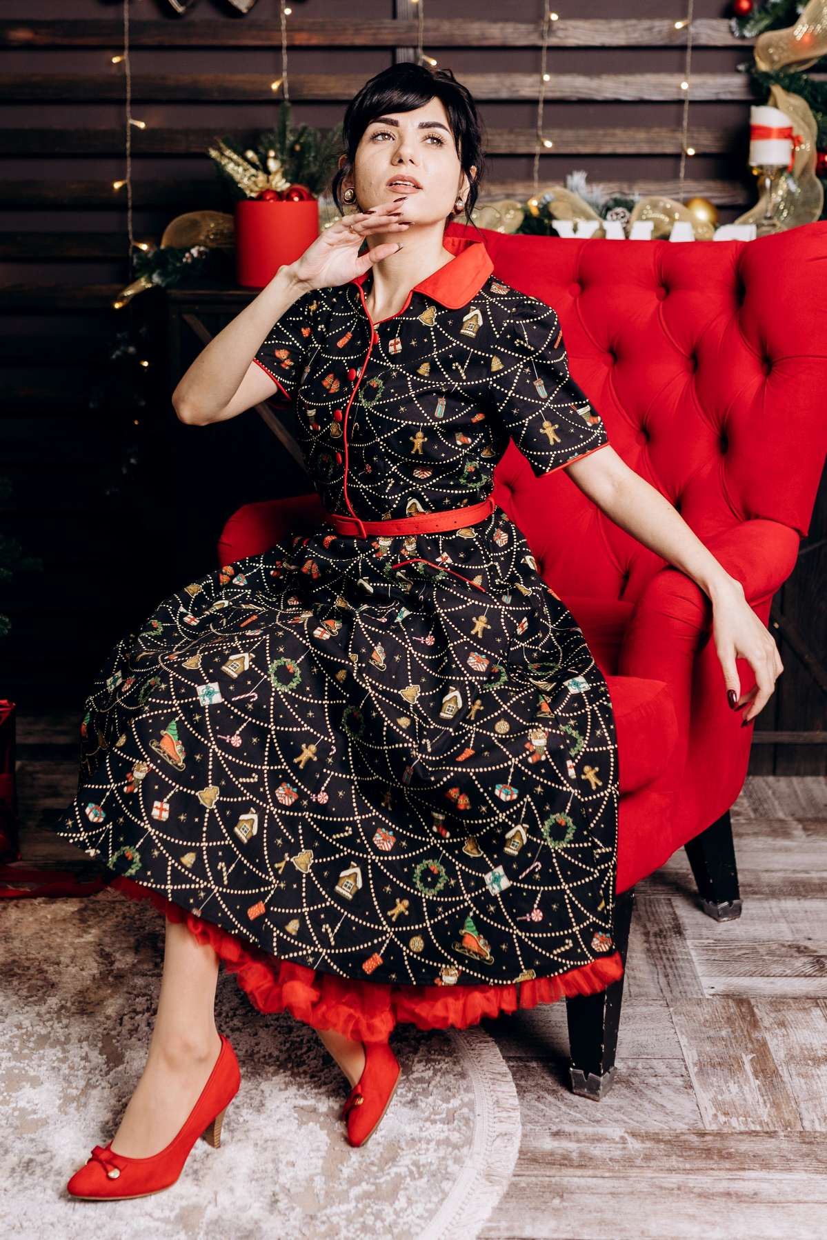 Mabel Christmas Ornament Shirt Dress