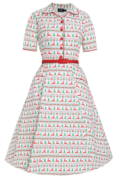Mabel Christmas Reindeer Shirt Dress