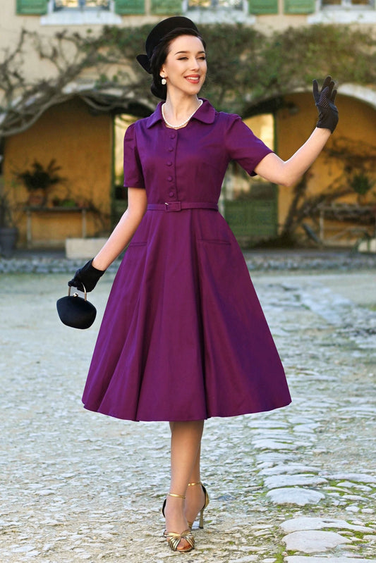 Mabel Purple Midi Shirt Dress