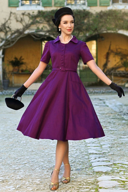 Mabel Purple Midi Shirt Dress