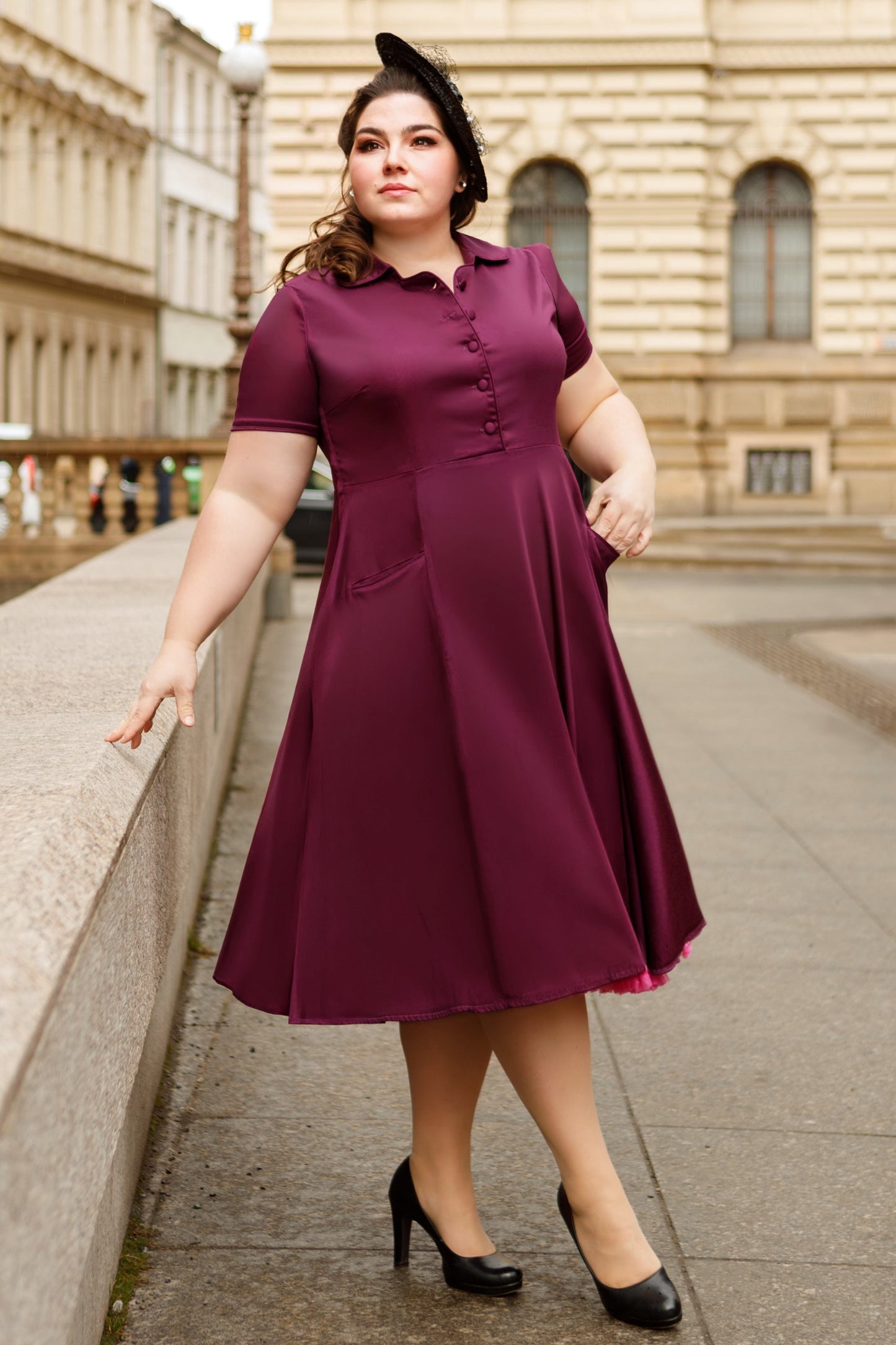 Mabel Purple Midi Shirt Dress