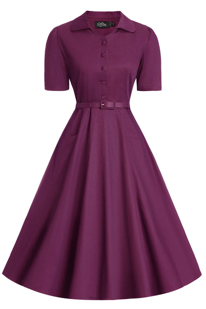 Mabel Purple Midi Shirt Dress