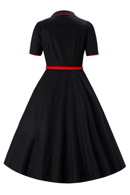 Mabel Rockabilly Shirt Dress With Rose Embroidery