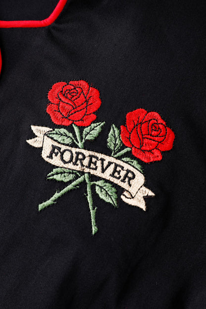 Mabel Rockabilly Shirt Dress With Rose Embroidery