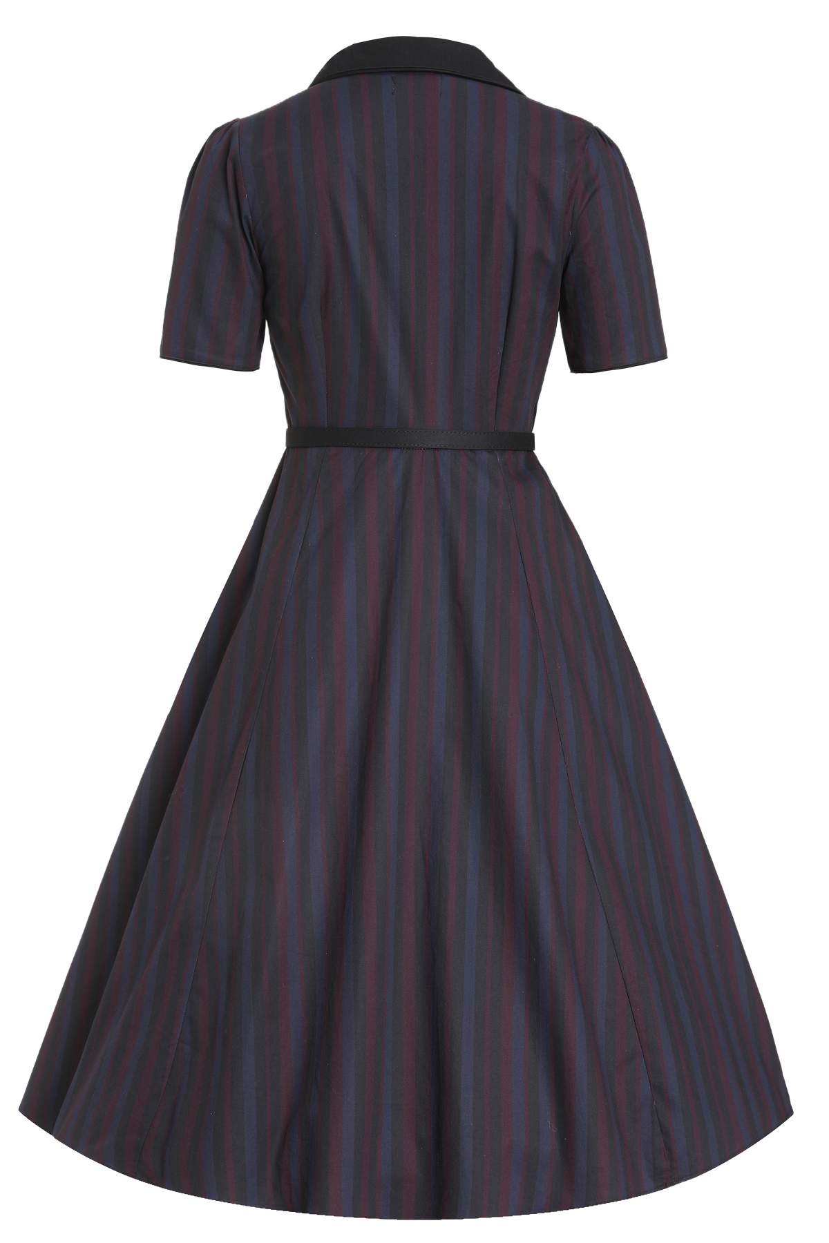 Mabel Rockabilly Striped Shirt Dress In Navy Blue