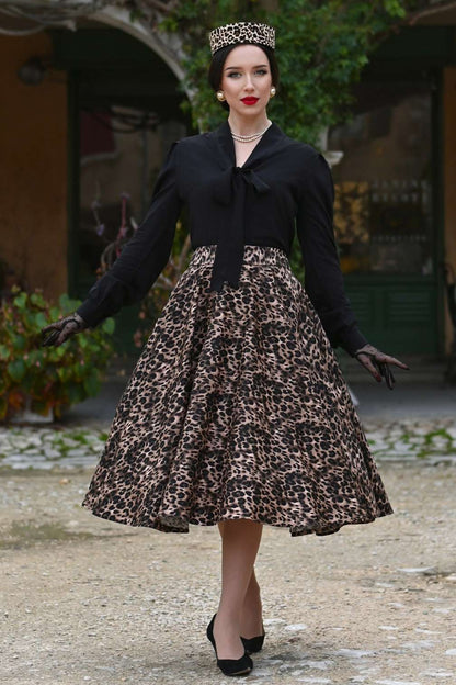 Maisie Leopard Print Full Circle Midi Skirt