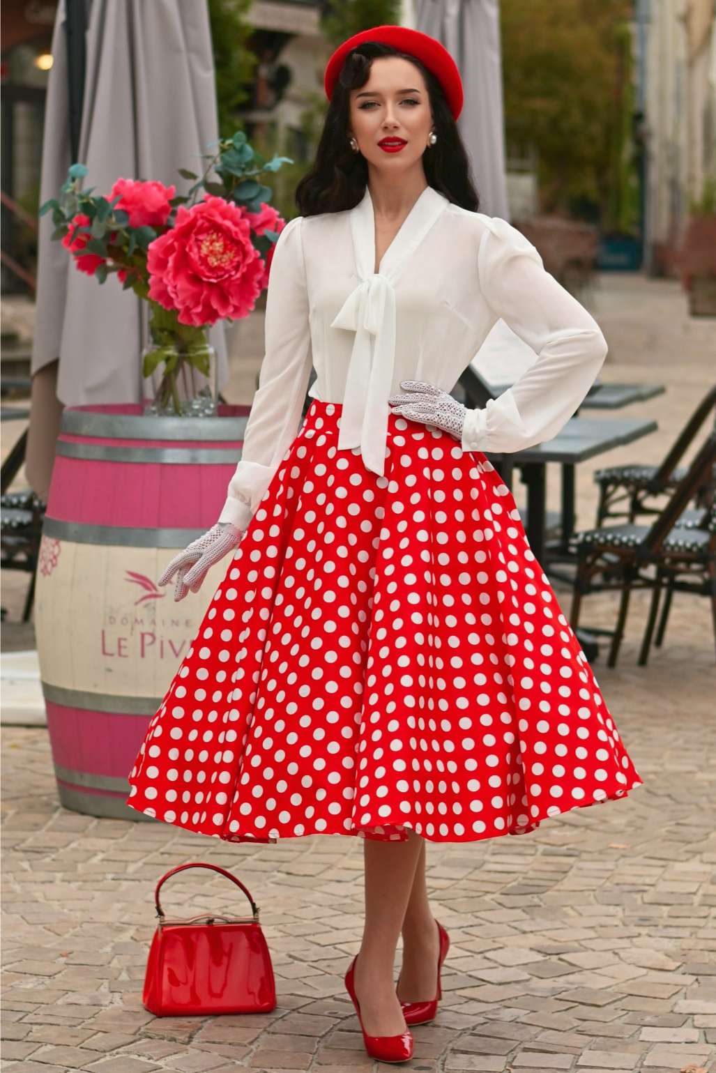 Maisie Red Polka Dot Full Circle Midi Skirt