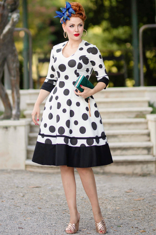 Maria White Circle Dress With Polka Dots