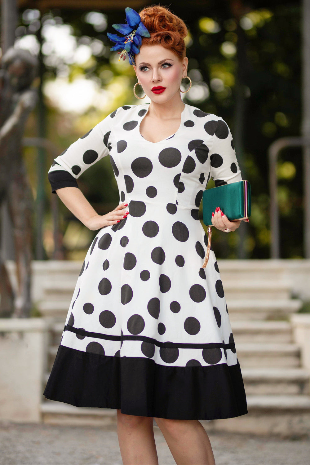Maria White Circle Dress With Polka Dots