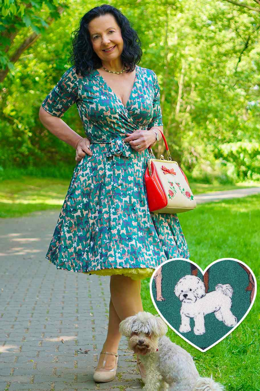 Matilda Dog Lover Wrap Dress In Green