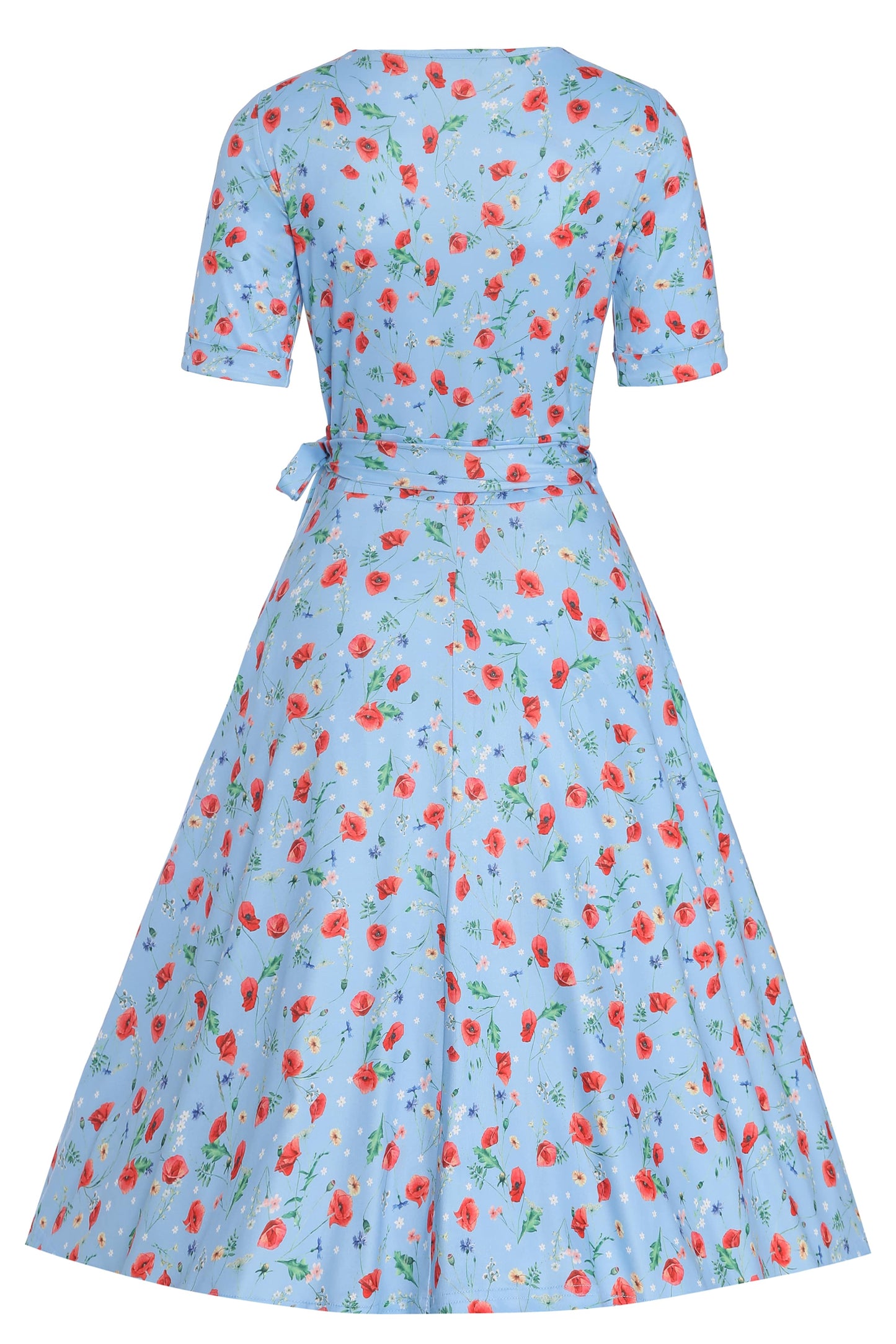 Matilda Light Blue Poppy Wrap Dress