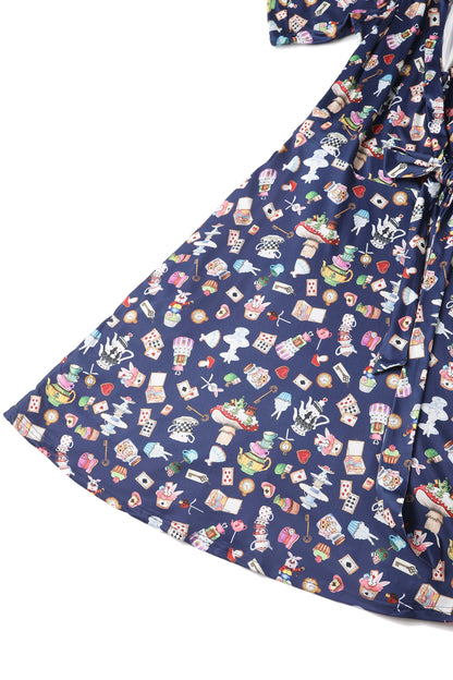 Matilda Navy Blue Wonderland Wrap Dress