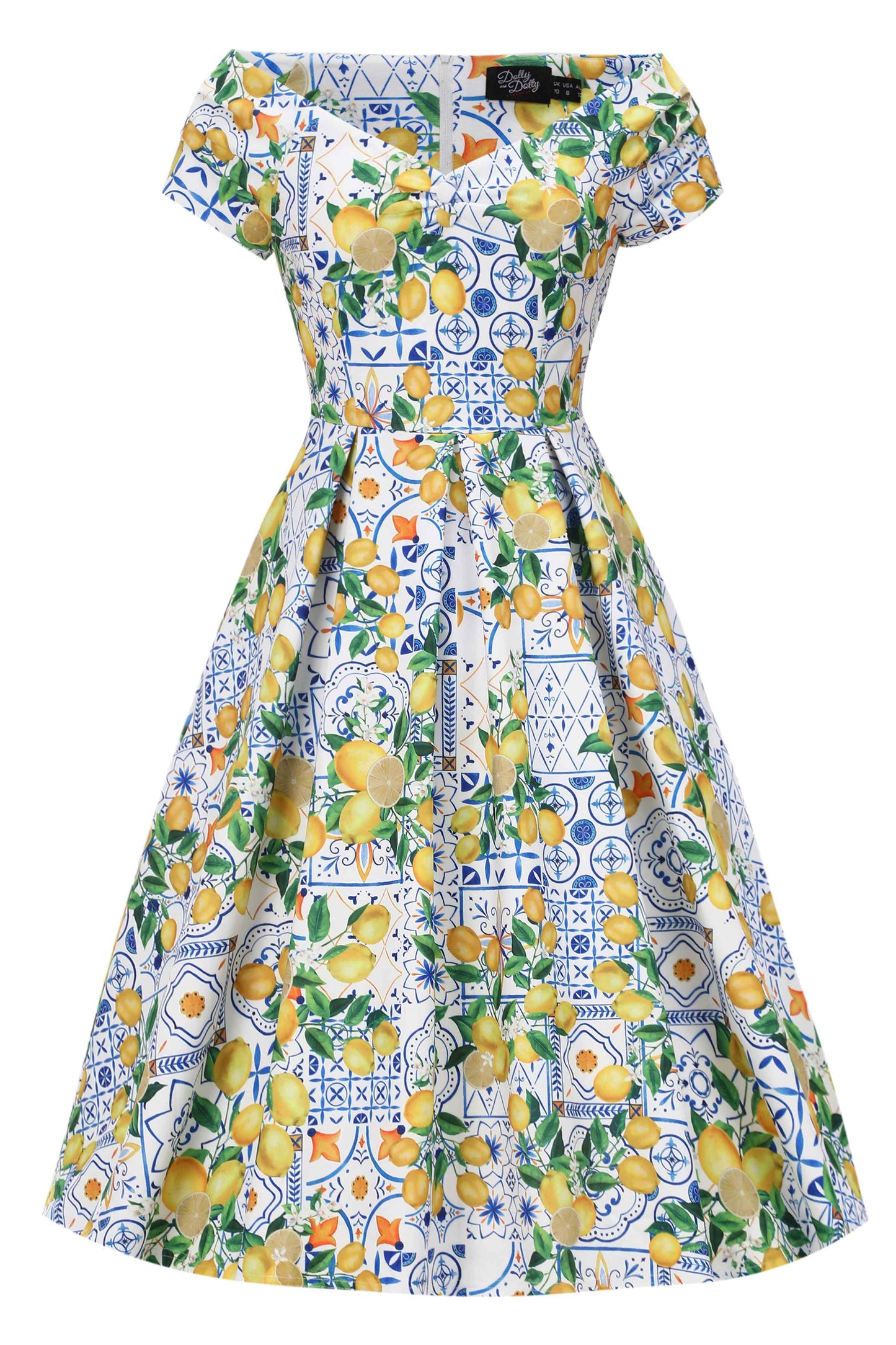 Lily Mediterranean Lemon Off Shoulder Dress