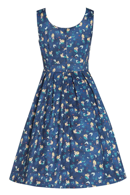 Amanda Mermaid Dark Blue Flared Dress