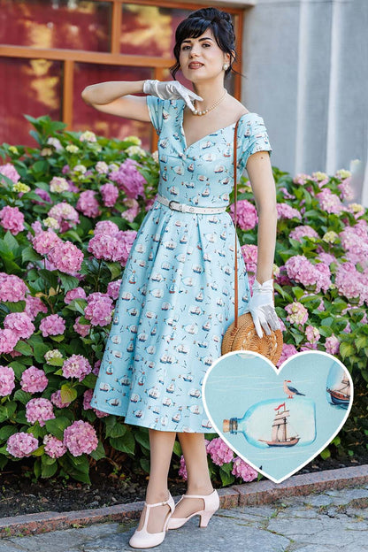 Lily Message In A Bottle Off Shoulder Dress