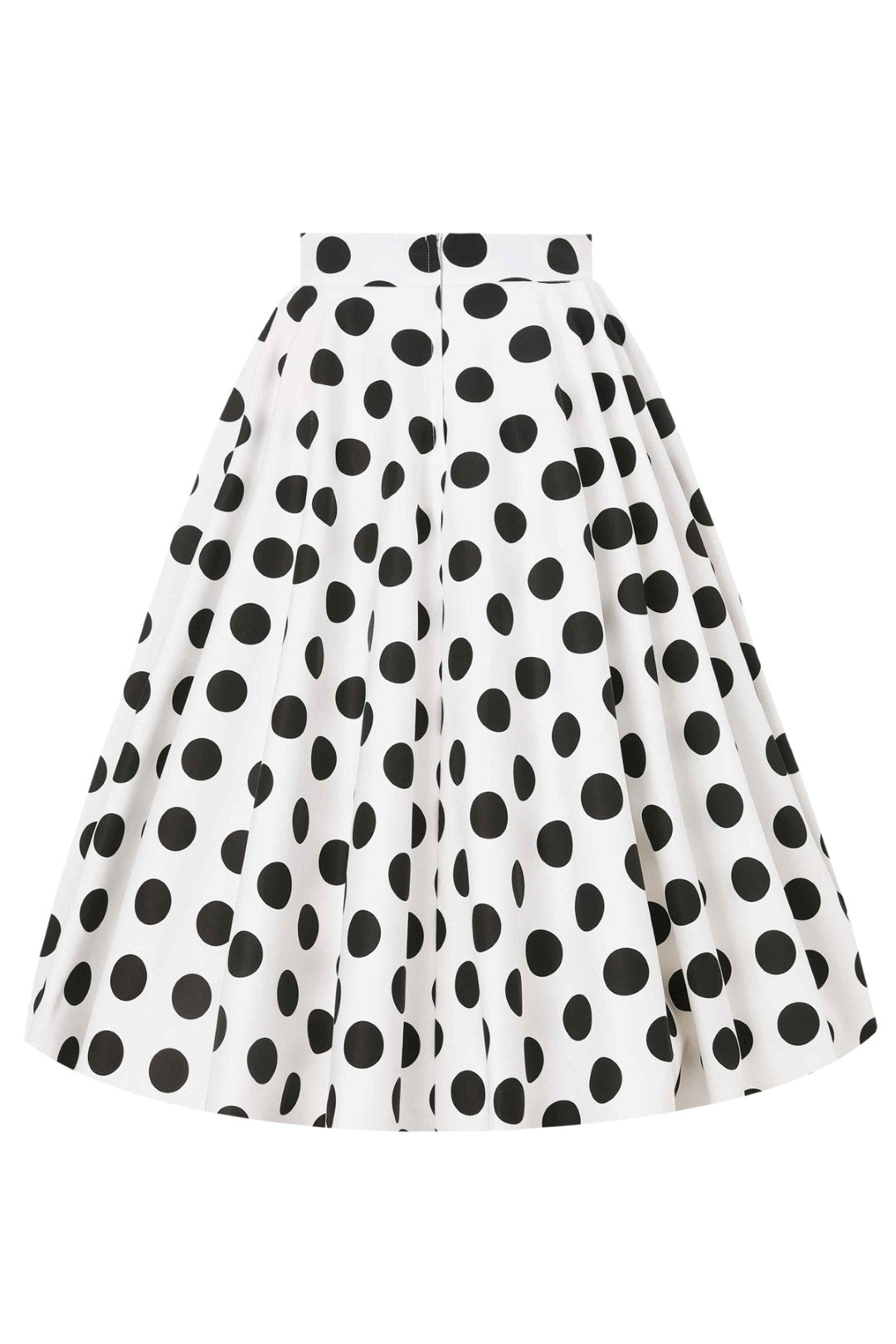 Maisie Polka Dot Full Circle Midi Skirt in White/Black