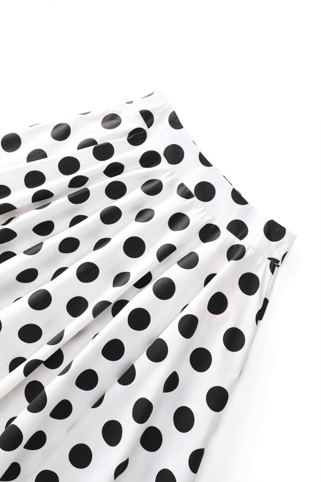 Maisie Polka Dot Full Circle Midi Skirt in White/Black