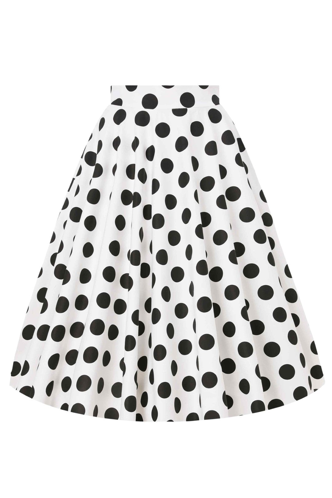 Maisie Polka Dot Full Circle Midi Skirt in White/Black