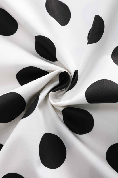 Maisie Polka Dot Full Circle Midi Skirt in White/Black