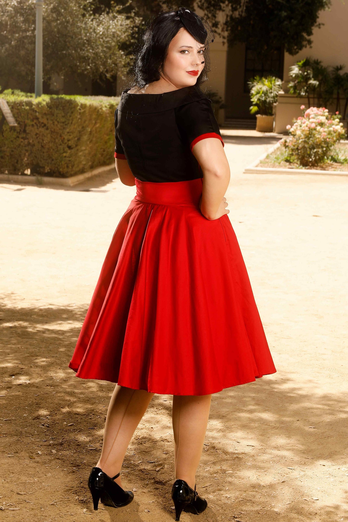 Darlene Black & Burgundy Swing Dress