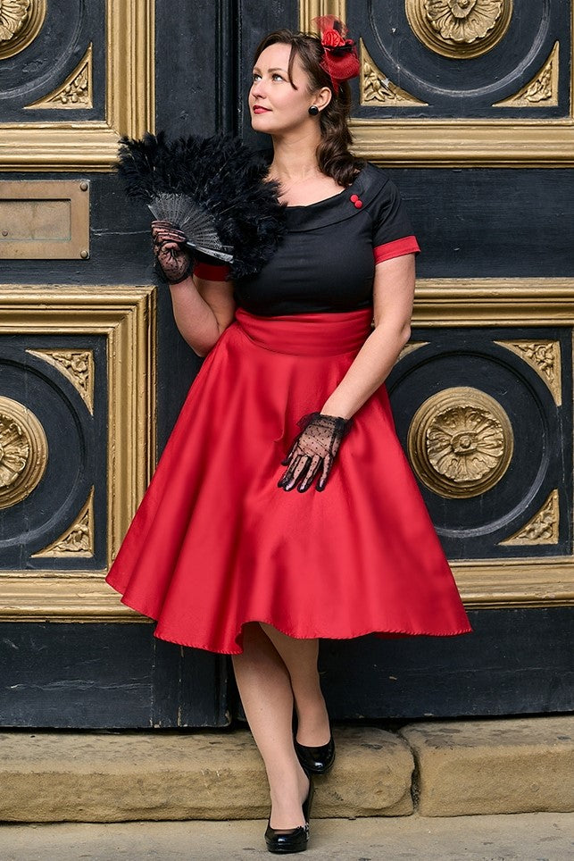 Darlene Black & Burgundy Swing Dress