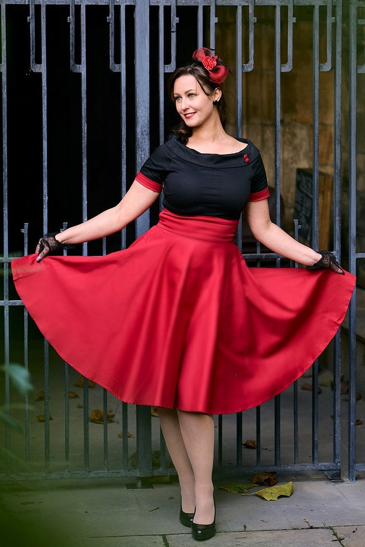 Darlene Black & Burgundy Swing Dress