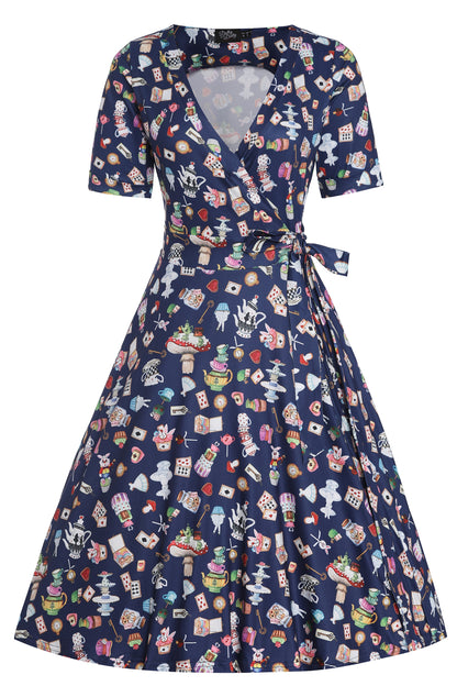 Matilda Navy Blue Wonderland Wrap Dress
